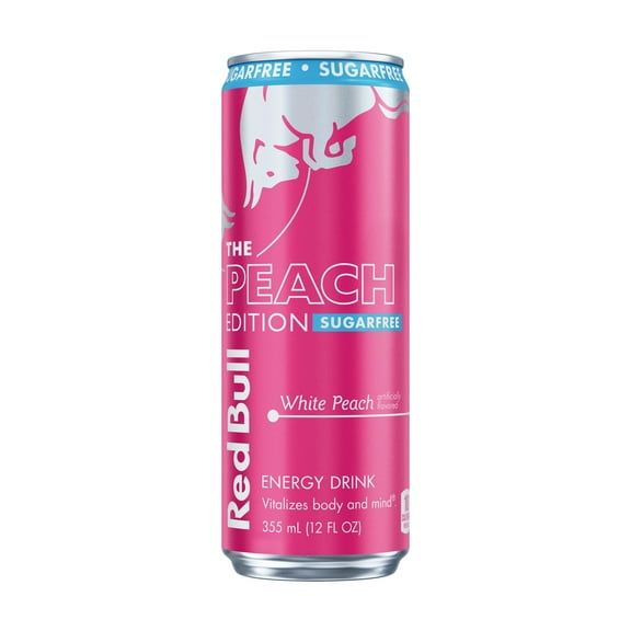 Red Bull Peach Edition Sugarfree Energy Drink,  White Peach,  12 fl. oz. can,  114mg Caffeine