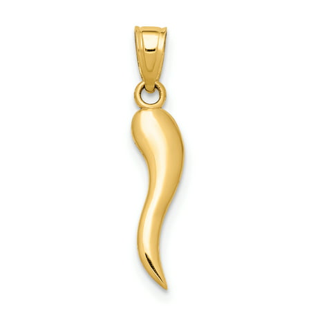 14k Yellow Gold Cornicello Italian Horn Good Luck Pendant Charm Necklace Gifts For Women For