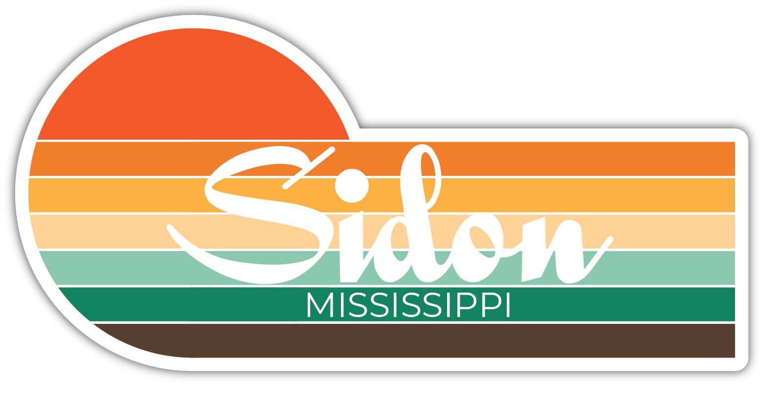 Sidon Mississippi 4 x 2.25 Inch Sticker Retro Vintage Sunset City 70s