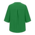 thumbnail image 5 of Dreluolixuan Womens Western Shirts Short Sleeve V Neck Blouses Front Button Tees Loose Fitted Comfy Solid Color Shirts 2024 Fashion Trendy Clothing Green L, 5 of 7