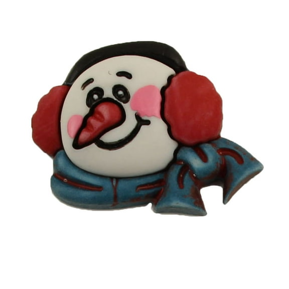 BUTTONS GALORE SNOWMAN WITH EAR MUFFS BULK 3D - 25 BUTTONS
