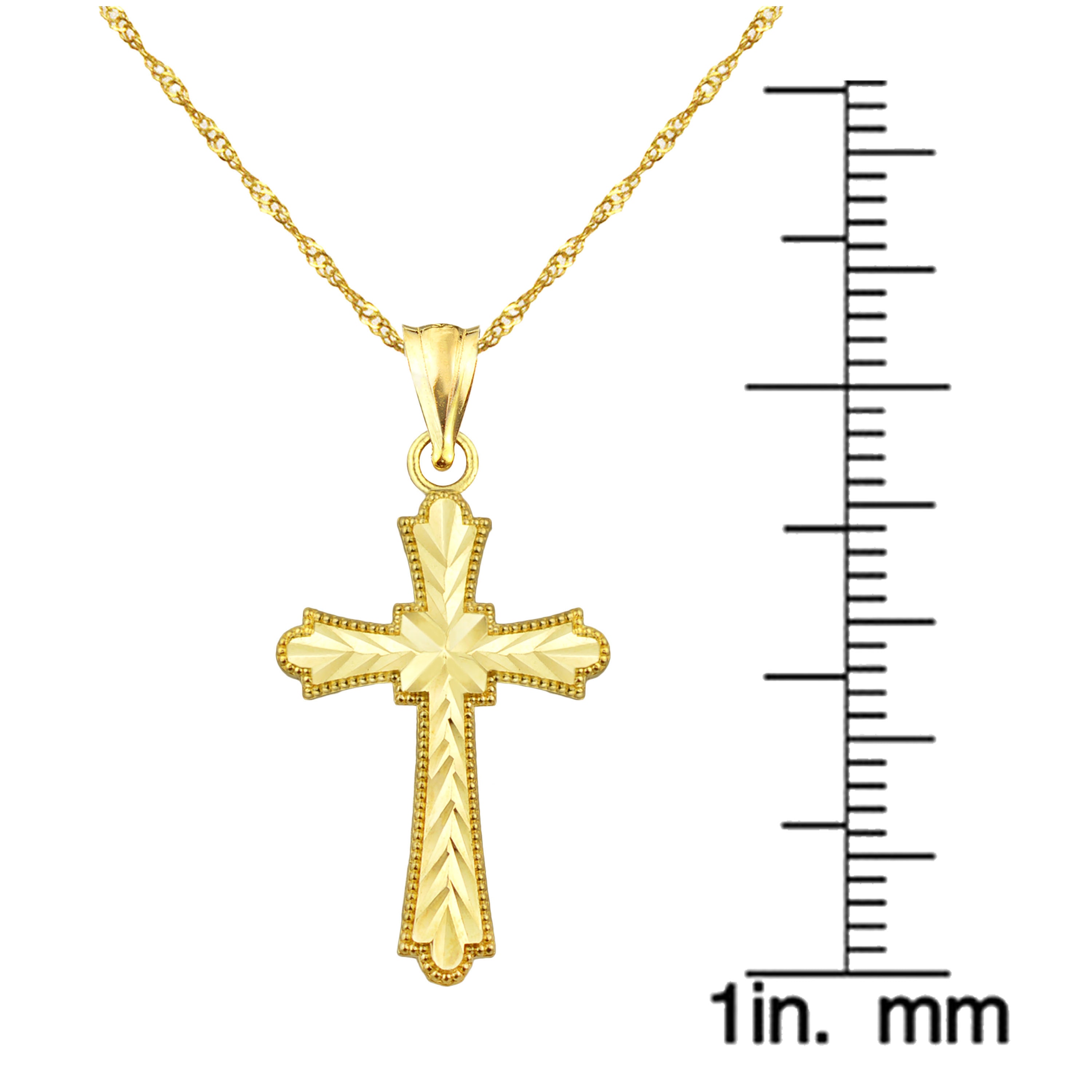 Handcrafted 10kt Gold Diamond-Cut Cross Charm Pendant