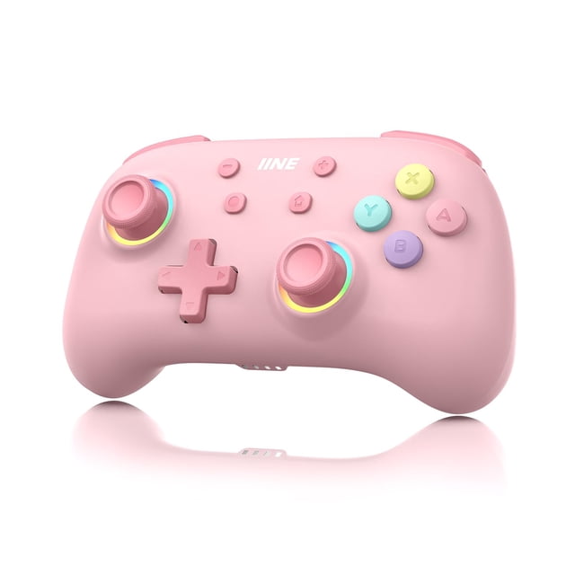 Control inalámbrico IINE Mini Pro RGB Turbo NFC rosa