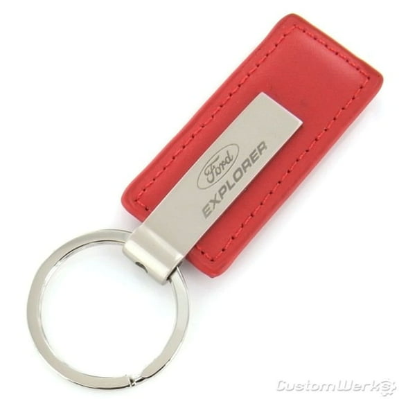 Ford Explorer Rectangular Leather Key Chain (Red)