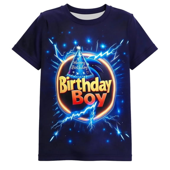 Hiijoy Little Boys Birthday T-Shirt Short Sleeve Crewneck T Shirt Summer Top, Sizes 5-6