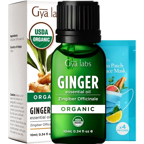 Gya Labs Organic Ginger Essential Oil - 0.34 fl oz - for Skin, Hair, Diffuser, Aromatherapy, DIY Candle Making Scents