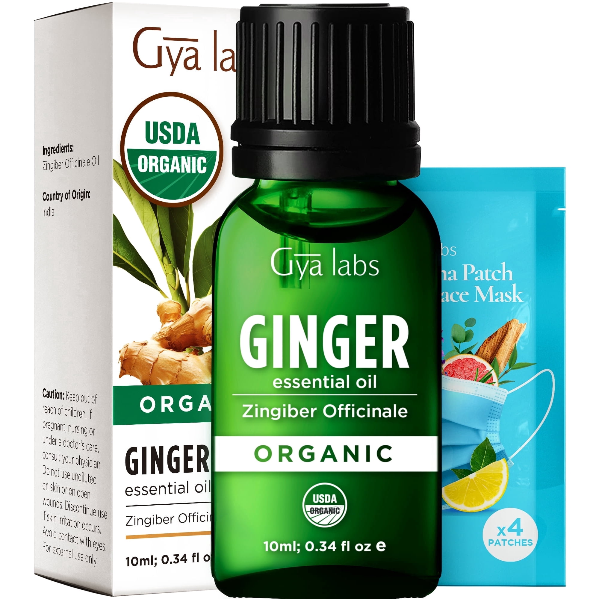 Gya Labs Organic Ginger Essential Oil - 0.34 fl oz - for Skin, Hair, Diffuser, Aromatherapy, DIY Candle Making Scents