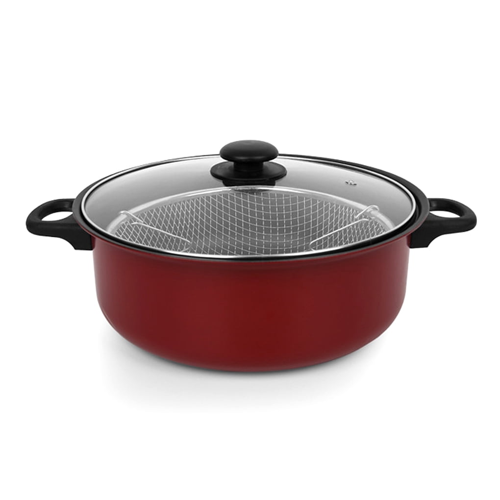 ABIDE Restaurant Deep Fry Pot with Lid Fryer Mesh Basket Nonstick Pots Cooking Tool