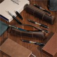 thumbnail image 6 of ABPETE Genuine Leather Pencil Case, Full-Grain Cowhide Leather Pouch, Small Pencil Pouch for Men, Vintage Pen Bag for Adults, Stationery Organizer Case for Work & Travel-Cylinder-Coffee, 6 of 15