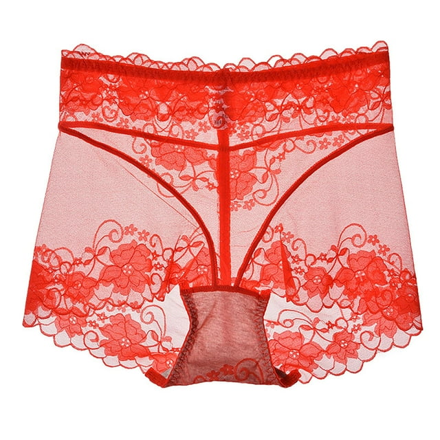 Gibobby Ropa Interior para Mujer Mujeres sexy simple color sólido sexy encaje cómodo bragas simples (Rojo, L)