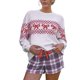 thumbnail image 1 of Suéter de Punto para Mujer con Estampado de Lazo en Forma de Corazón, Larga, Cuello Redondo, Estilo Casual Rojo S, 1 of 8