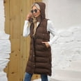 thumbnail image 5 of Long Vest for Women Sleeveless Side Zipper Long Puffer Vest Lightweight Warm Zip up Hooded Jacket for Fall and Winter Coffee S, 5 of 8