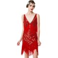 thumbnail image 3 of Vestido estilo flapper de los años 20 con cuello en V para mujer, vestido rugiente de los años 20, gran Gatsby para fiesta, 3 of 5