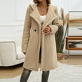 thumbnail image 4 of Women's Fuzzy Long Hooded Jacket Lapel Open Front Cardigan Button Down Teddy Coat Outwear With Pockets plus Size Ski Tops Women plus Size Light Jackets plus Size Coats Wool Women's plus Size Coats And, 4 of 6