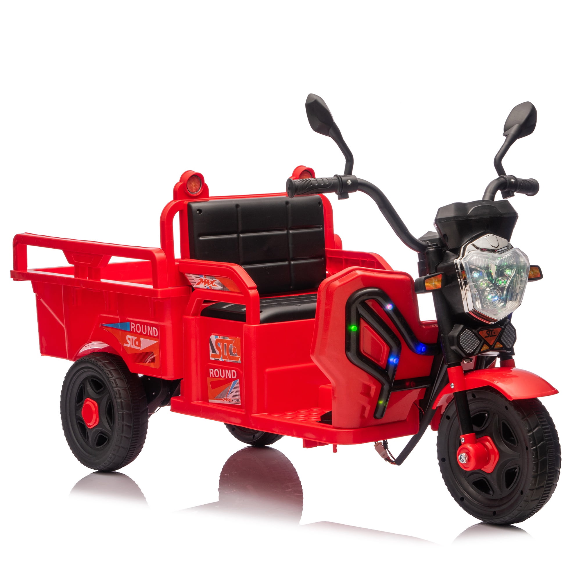 iRerts 12V Ride on Toys, Electric 3 Wheel Ride on Cargo Trucks with LED Lights, Music, Large Storage Space, Powered Ride on Cars Electric Trike for Kids Toddlers Ages 3-6, Red