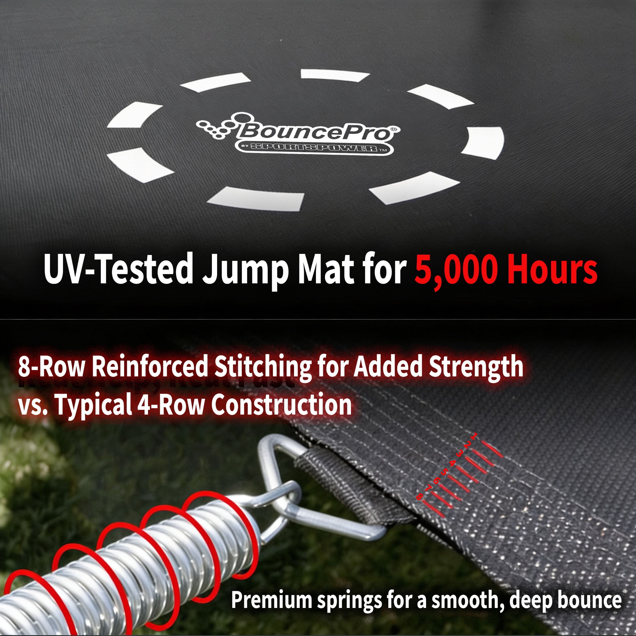 Sportspower BouncePro 14FT Trampoline with Basketball Hoop & Ladder, Heavy-Duty Rust-Resistant Galvanized Steel Frame, ASTM Safety Certified, Outdoor Trampoline for Kids & Adults