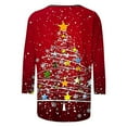 thumbnail image 4 of Elvqul Womens Fashion Tops T Shirts 3/4 Sleeve Christmas Red Loose Cute Blouses for Ladies Pullover, 4 of 5