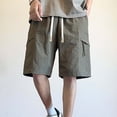 thumbnail image 6 of Men's Cargo Shorts Elastic Waist Solid Color Quick Dry Lightweight Casual Fashion Zipper Pocket Bandage Knee Length Summer Daily Beach Vacation Golf Streetwear Travel Essentials, 6 of 7