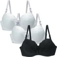 thumbnail image 2 of THDHVS Sports Bras for Women,Wireless Bra,3 Pack Seamless Sports Bras Lace Trim Wirefree for Workouts or Layering Black, 2 of 4