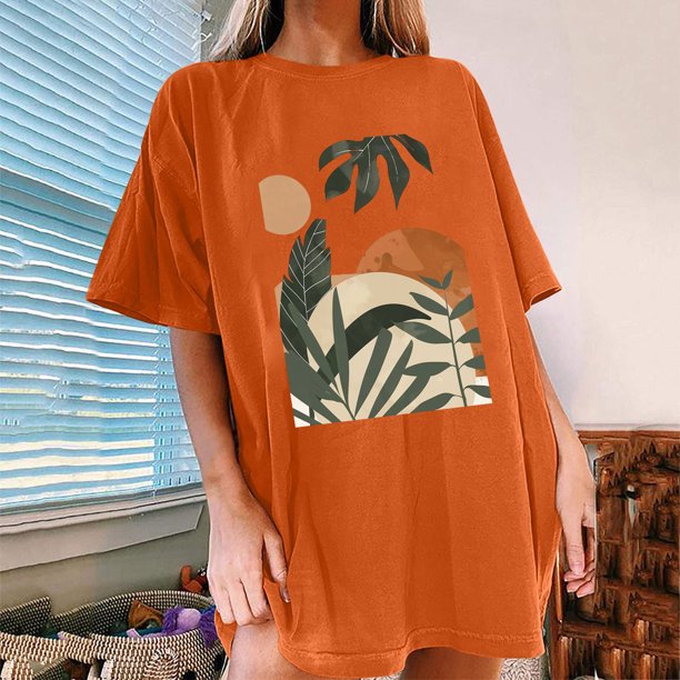 Fiudx Camisetas para Mujer Camisetas Informales con Estampado de Flores para Mujer, Camisetas Extragrandes de Manga Corta