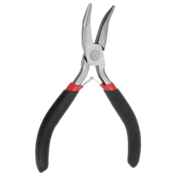 Uxcell Mini Bent Nose Pliers 4.5" Toothless Curved Precision Plier with Black Handle for DIY Crafts