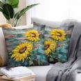 thumbnail image 3 of Outdoor Pillow Cover Sunflower Watercolor Set of 2 Waterproof Throw Pillowcases Rustic Floral Wood Grain Decorative Patio Furniture Pillows for Couch Garden Indoor & Outdoor Use, 3 of 9