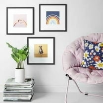 3 Piece Solid Picture Frame Set 15"x15" and 14.5" Square Display Includes Matted Option 8"x8" Gallery Wall Art Style Frames Party Home Livingroom Decorations Smooth Finish Photo Collage - Black