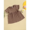 thumbnail image 3 of Faithtur Robes pour Filles, Manches Courtes Col Rond Couleur Unie Poches Robe Princesse Taille Haute pour Fête, 3 of 8