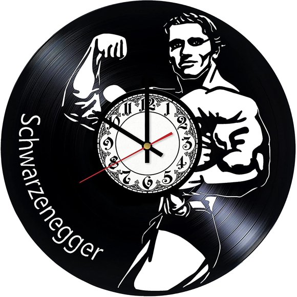 Arnold Schwarzenegger Vintage Black Vinyl Record Wall Clock Wall Art 3D Modern Design Office Bar Room Home Decor Gift