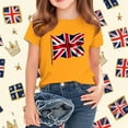 thumbnail image 2 of AUNVITO Kids British Flag Print Casual Loose Fit T-Shirt Short Sleeve Crew Neck Graphic Tee, 2 of 4