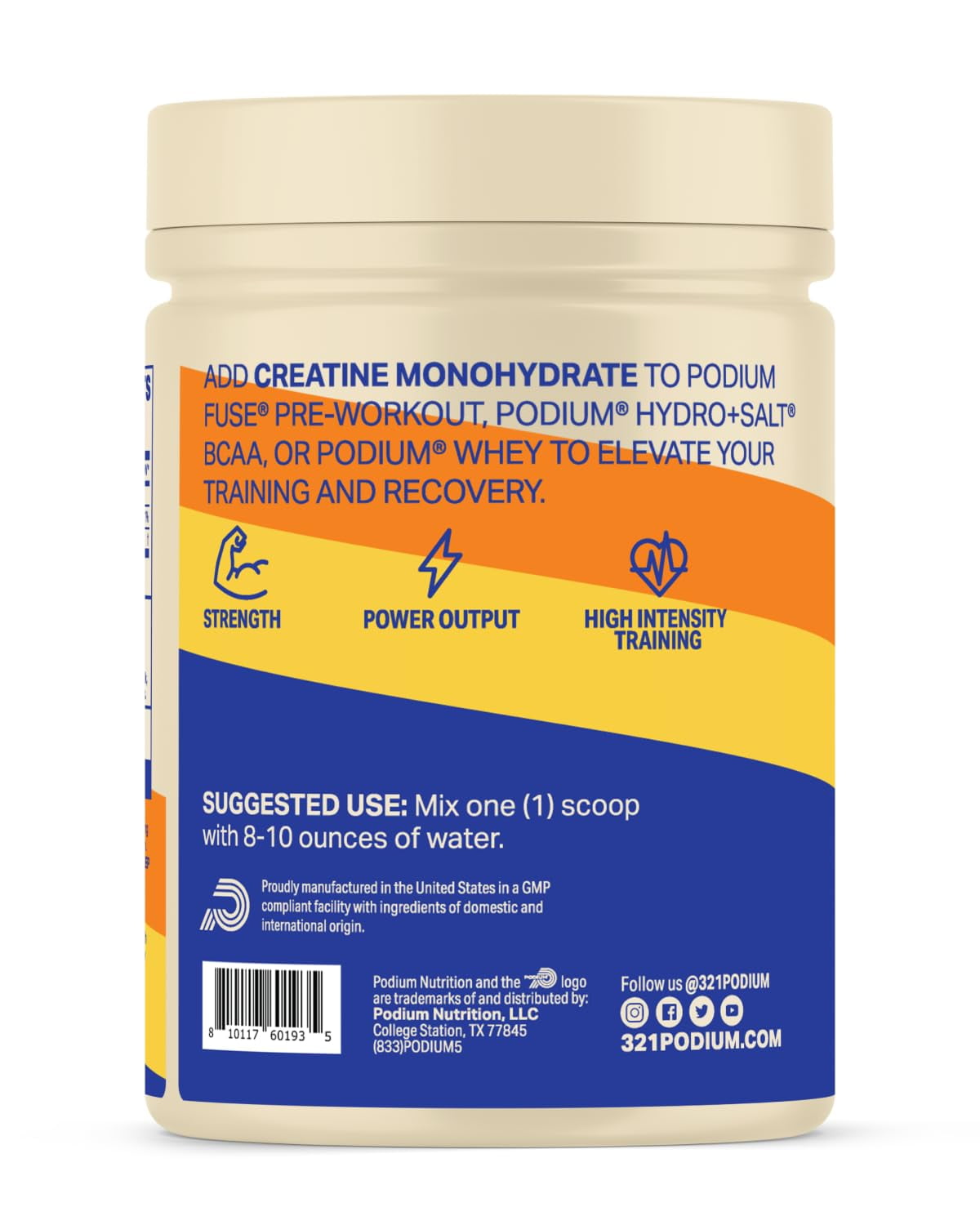 Podium Nutrition, Solos | Creatine Monohydrate, 50 Servings, Pink Lemonade, Boost Athletic Performance