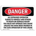 thumbnail image 1 of SignMission OS-DS-A-710-L-1755 7 x 10 Po Panneau de Danger OSHA - Exploitation Sécuritaire d'Une Grue Opérateur Non Formé, 1 of 1