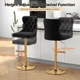 thumbnail image 4 of Westice Velvet Swivel Bar Stools Set of 4 with Tufted Back & Gold Base, Black, 4 of 9
