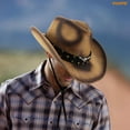 thumbnail image 4 of WHIPPY Cowboy Hat for Men Women Western Cowgirl Hat Wide Brim Straw Hat with 2 Pcs Hatbands, 4 of 8