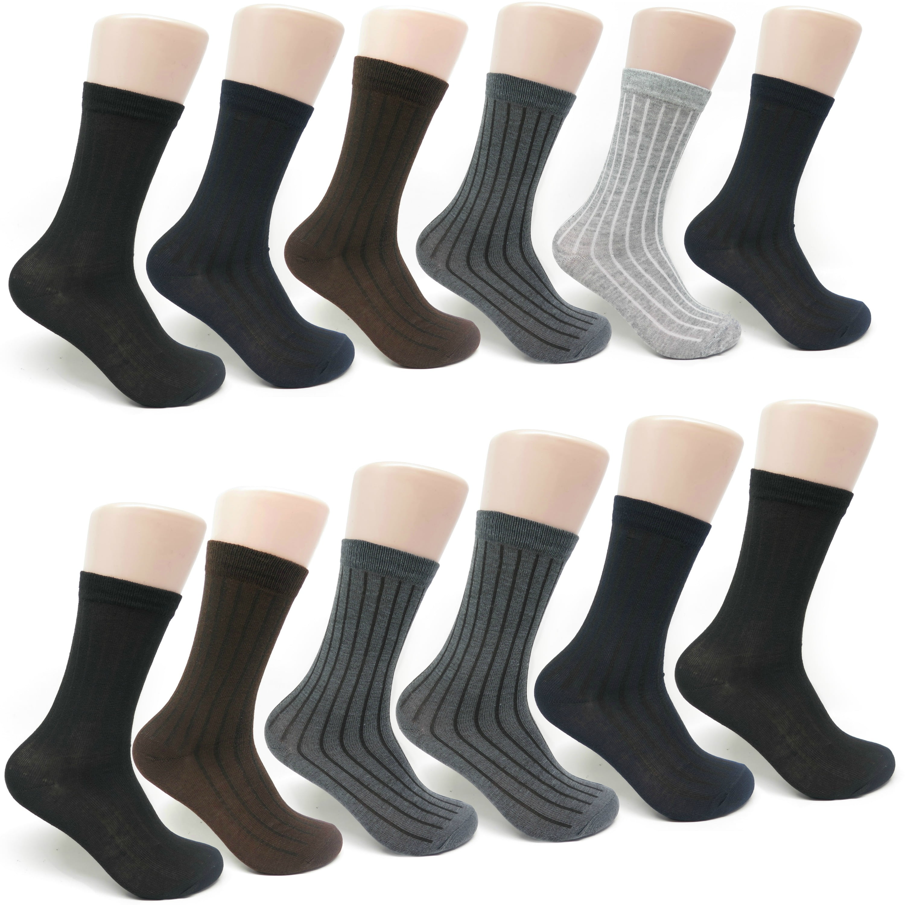 Men's 12 Pair Pattern Cotton Colorful Dress Socks Size 1014