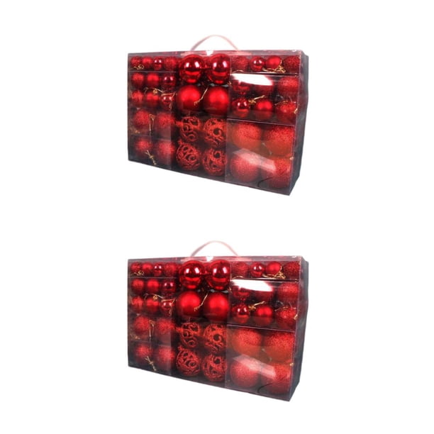 Cateissary 100Pcs Christmas Ball Ornaments Tree Decoration Festive Engagement Rojo 100 piezas 2piezas