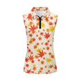 thumbnail image 5 of Yuyamidu Maple Leaf Print Women's Sleeveless Golf Shirts Slim Fit, Breathable Quick-dry Fabric, Quarter Zip Collar, for Golf Tennis Outdoor Casual Wear, 5 of 8