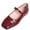Red, variant on Mary Jane Flats For Women Glossy Patent Faux Leather Multi Rhinestone Bar Single Thin Instep Strap Square Toe Slip On Flat Shoe Footwear