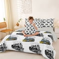 thumbnail image 3 of Castle Fairy Classic Steam Engine Twin Bedding Sets 7-Piece for Boys, Black Outline Bedding Comforter Set for Bedroom, Blue and Yellow,Grey Reversible, 3 of 7
