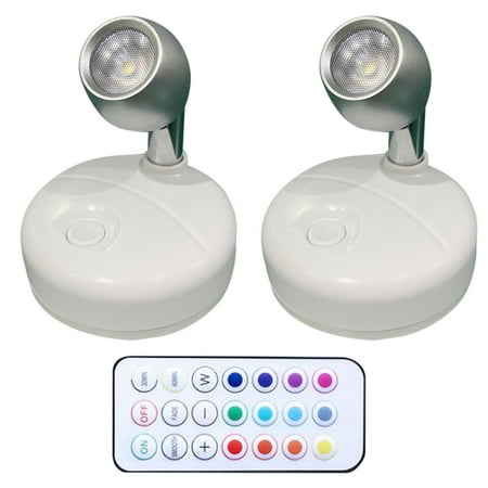 

ruchs Sensor Night Light 2pcs Wireless Spotlight Battery Operated Light Up Lights Indoor Mini Lights Dimmable Art Lights LED Spotlights With Remote Stick On Anywhere Rotatable Wall Light
