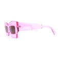 thumbnail image 4 of Womens Razor Blade Geometric Thick Horn Rim Temple Rectangle Sunglasses Pink Brown, 4 of 4