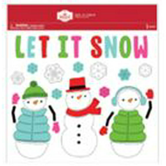 Let It Snow and Snowmen Christmas Gel Window Clings, Multicolor, 11.5" x 12", by Holiday Time