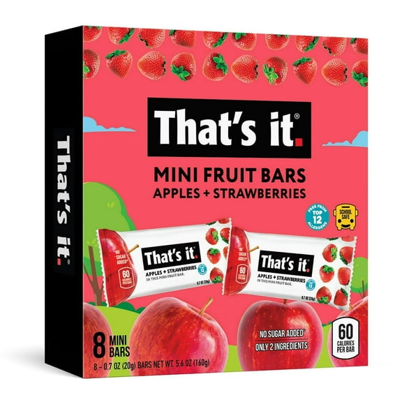 That's it. Gluten-Free Soft & Chewy Apple   Strawberry Ready-to-Eat Fruit Bars, 0.7oz, 8 Count Shelf Stable Box