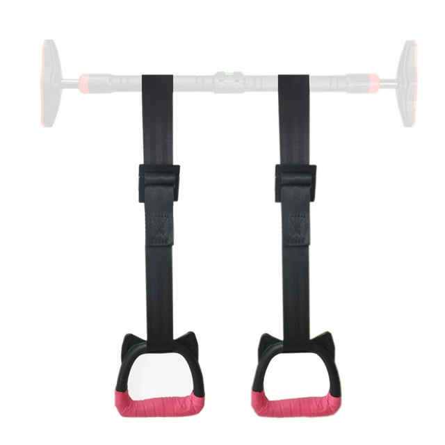 Kids Gymnastic Hanging Rings Set with Adjustable Nylon Straps, Steel Buckles & Non-Slip Hand Grips - 2 Meters Length, 200kg/440lb Bearing Capacity - Includes 2 Rings, 2 Straps & 2 Hand Gels for