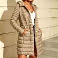 thumbnail image 5 of Enjoytime Puffer Jacket Womens Long Sleeve Zipper Button Hooded Long Quilted Coat Trendy Casual Lightweight Warm Outerwear, 5 of 8