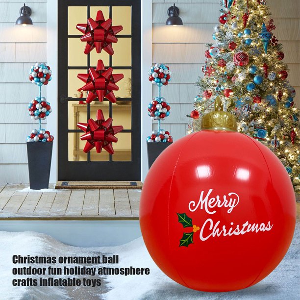 Pelota Inflable Adornos de bolas de Navidad de 60 cm, accesorios de fiesta, globo grande de PVC para marco de puerta (E) Wdftyju Libre de BPA