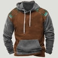 thumbnail image 2 of Siilsaa Men's Sweatshirts, Ethnic Print Graphic Patchwork Hoodies Slim Casual Pullover Tops with Drawstring A,M, 2 of 3