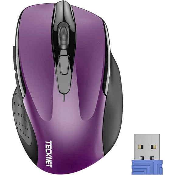 TECKNET Wireless Mouse,2.4GHz with USB Receiver,Computer Mouse for Laptop,PC,Computer,Chromebook,Office Home,Notebook,2600 DPI,5 Adjustment Levels