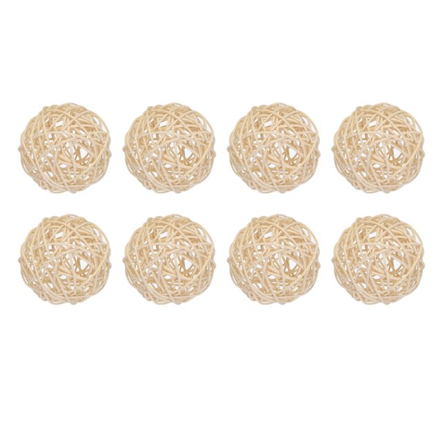 Unique Bargains 8 Pcs Wicker Rattan Balls 3.9 Inch Rattan Decorative Balls for Vase Fillers Craft Home Decor Natural