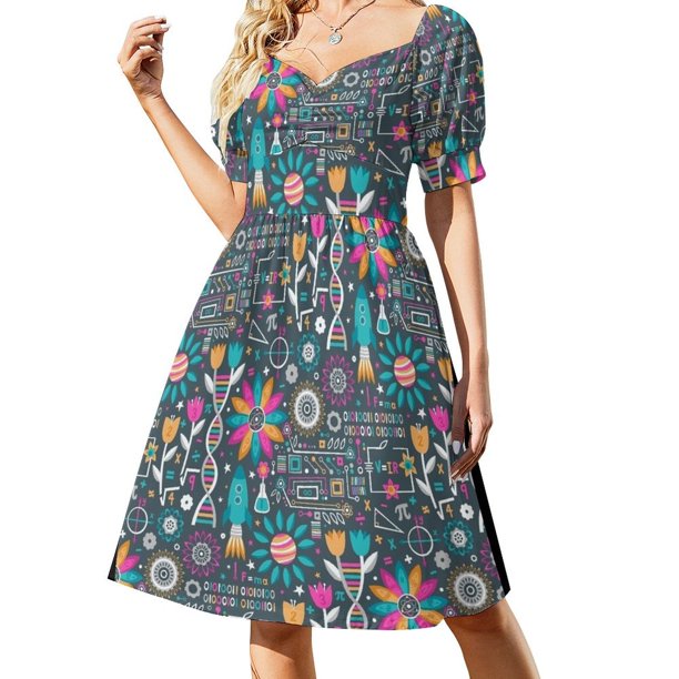 Vestido de manga corta Flores y STEM vestidos cortos Vestidos atrevidos Vestido